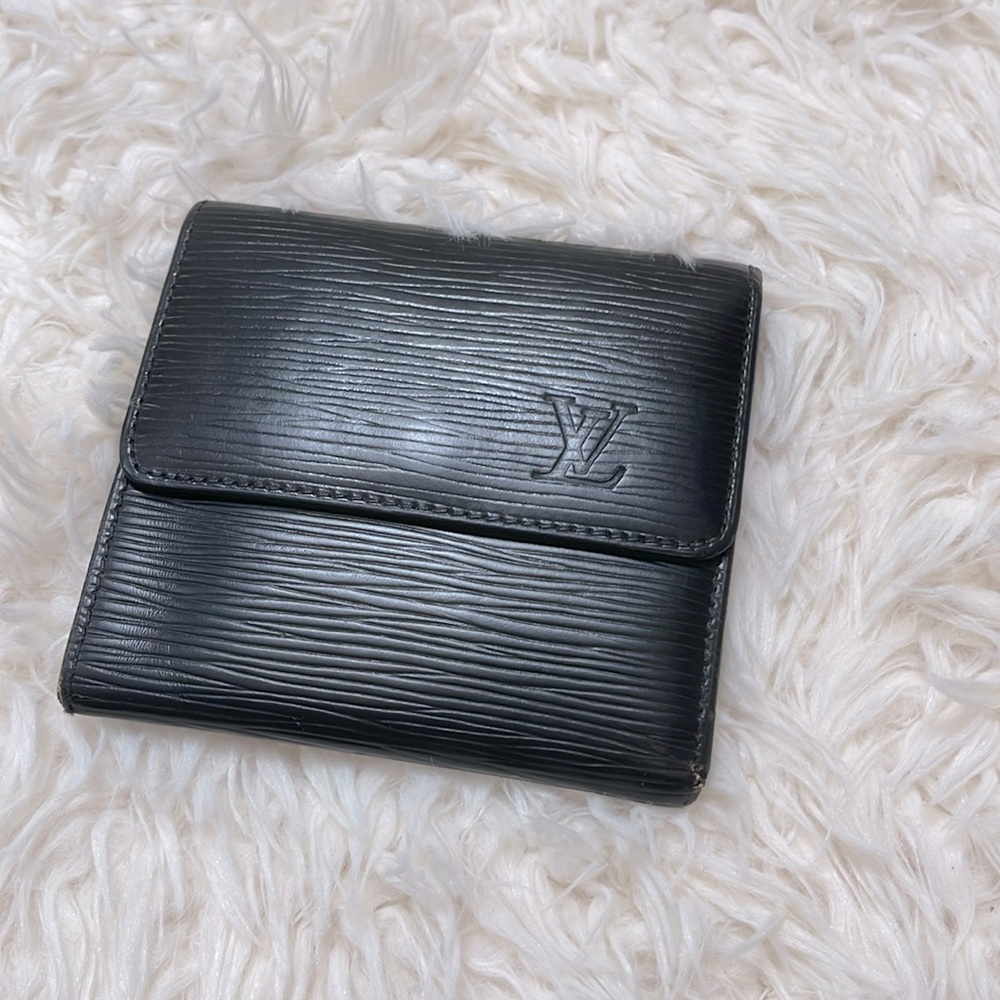 vintage Louis Vuitton Black Leather Wallet Classic Minimalist
